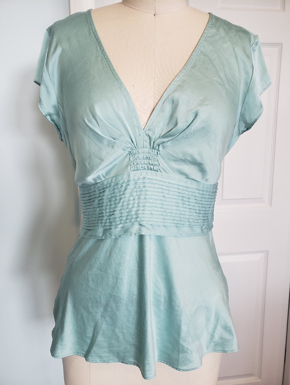 Ice Blue Silk Blouse, S